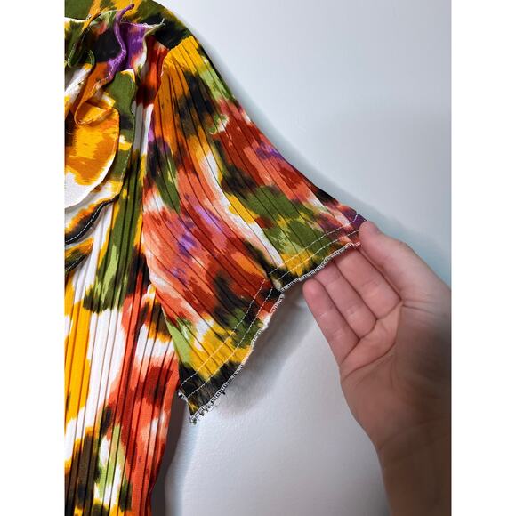 2000s Y2K East 5th Rainbow Fall Watercolor Accordion Fairy Ruffle Boho Shirt XL - Picture 5 of 7